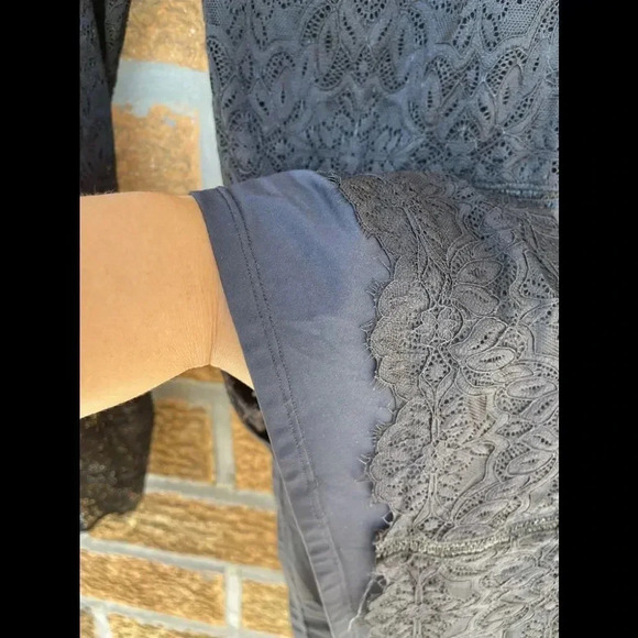 Aritzia Wilfred Dress Black Lace Mesh Mock Neck - Picture 6 of 10